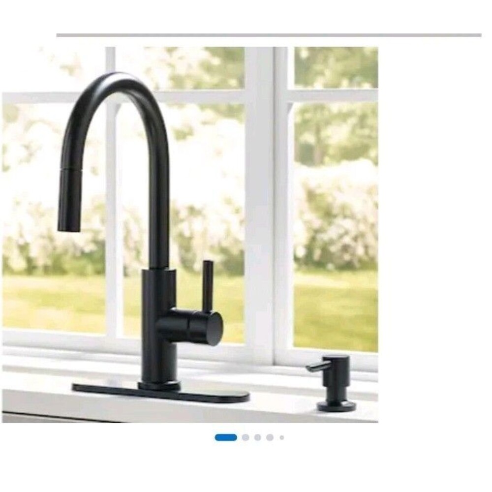 Allen Roth Matte Black 1-handle Pull-down Handle Kitchen Faucet 2495199